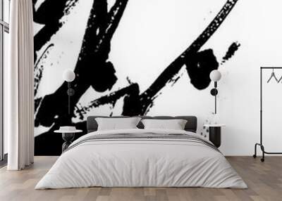 abstract black brush stroke silhouette of watercolor drawing paint texture on white background Wall mural