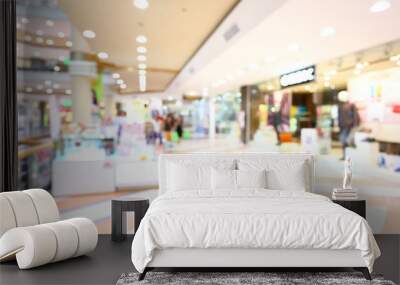 abstract blur luxury shopping mall, retail front store display interior background Wall mural