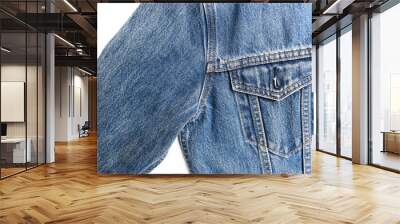 blue denim shirt texture isolated on white background, jean fashion style Wall mural