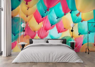 colorful balloons with happy celebration party background Wall mural