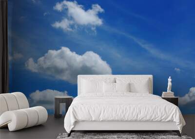 fluffy cloud on clear blue sky Wall mural