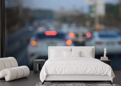 highway traffic with safety barrier on road asphalt, blurred image Wall mural