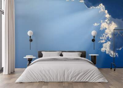 light rays on clear blue sky Wall mural