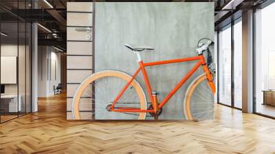 orange bicycle parked decorate interior living room modern style Wall mural