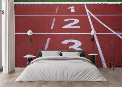 running track numbers one two three in stadium Wall mural