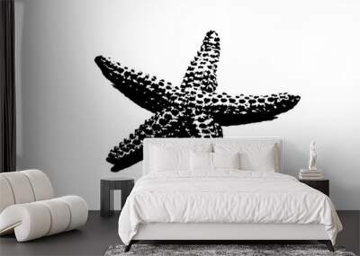 silhouette of starfish isolated on white background, invertebrate animal Wall mural