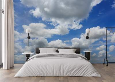 white fluffy cloudy above summer sky background Wall mural