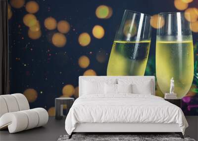 Christmas and New Year celebration with champagne Wall mural