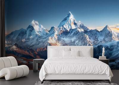 A majestic mountain peak shrouded in mist Wall mural