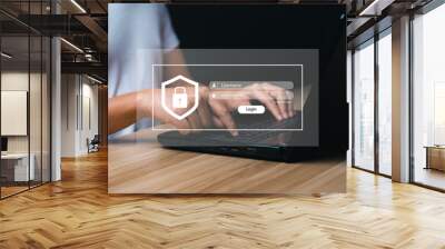 login and password cyber security concept Data protection and secure internet access cyber security. secure access to users personal information security and encryption Wall mural