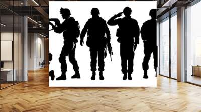 silhouette of a salute soldier in black and white. Wall mural