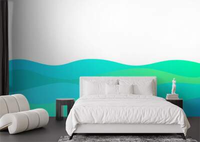 Blue Green Waves Water Liquid Element Vector Background Abstract Gradient Curve Wavy Border Frame Wallpaper Presentation Education Business Design Ocean Sea Flat Normal Simple Wall mural