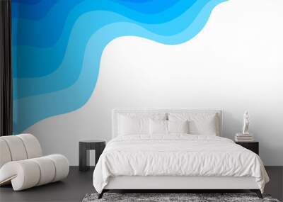 Blue Wave Water Element Vector Background Corner Curve Border Frame Corner Wallpaper Presentation Education Business Design Ocean Sea Layers Overlap Gradient Flat Normal Simple Wall mural