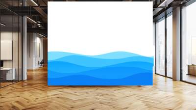 Blue Wave Water Element Vector Background Curve Border Frame Wallpaper Presentation Education Business Design Ocean Sea Layers Overlap Gradient Flat Normal Simple Wall mural