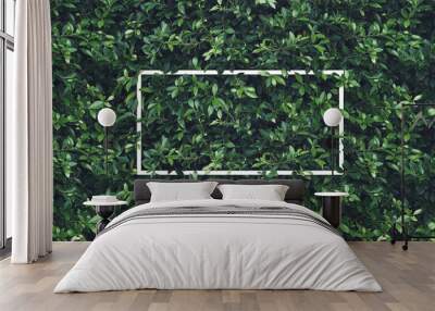 Creative layout with white frame on nature. Flat lay Wall mural