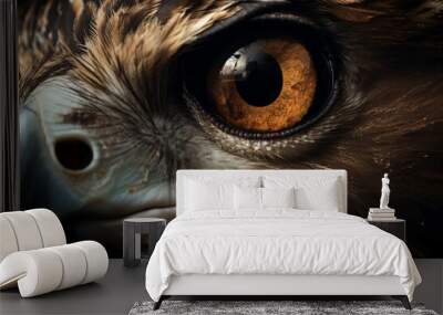 Close-up finest detail of the eagle eye by Ai generated. Wall mural