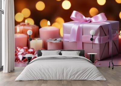 Spa still life with candles bokeh backgro Wall mural