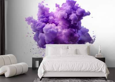 Purple explosion smoke isolated on transparent background Wall mural