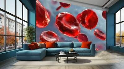 Red blood cells circulating in the blood vessels. Wall mural