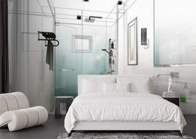 abstract sketch design of interior bathroom Wall mural