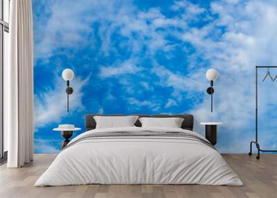 Photo of the sky with fluffy cumulus clouds. Wall mural