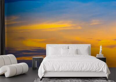 Sunset orange evening light in winter. Wall mural