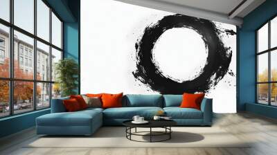 Abstract Black Ink Circle On White Background Wall mural