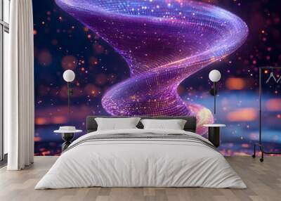 Abstract Neon Vortex of Light and Energy Wall mural