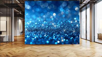 Abstract shiny blue glitter design element, glitter, abstract, shiny, blue, sparkly, decoration, texture, background Wall mural