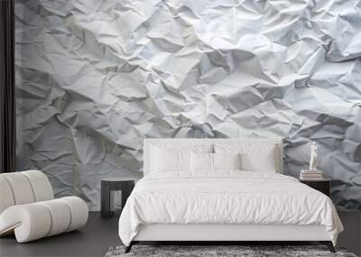 Close-up of crumpled white paper with a rough texture, paper, texture, crumpled, white, close-up, abstract, background, detail Wall mural