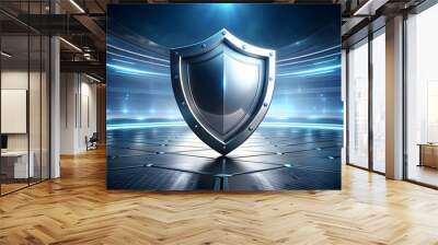 Futuristic shield in the background, futuristic, shield, protection, technology, sci-fi, defense Wall mural