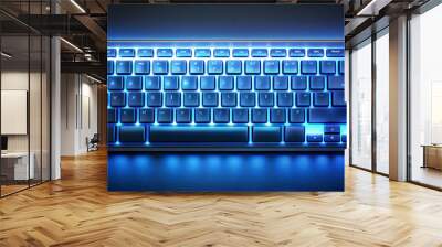 Illuminated keyboard with labeled keys for easy navigation in low light settings, illuminated, keyboard, technology, backlight Wall mural