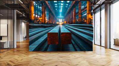 Steel Bars in a Warehouse. Wall mural