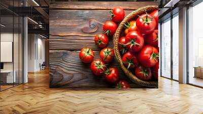 Top view of fresh tomatoes bathed in natural lighting, perfect for showcasing the process of making tasty ketchup sauce Wall mural