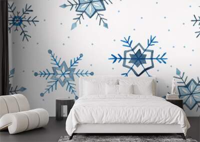 Seamless snowflakes pattern. Christmas and New Year design. illu Wall mural