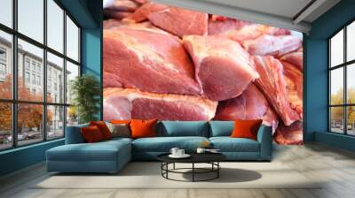 The fresh pork in market Wall mural