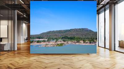 Kaeng Khut Khu and Khong river view with big mountain background at Chiang Khan Loei, Thailand Wall mural