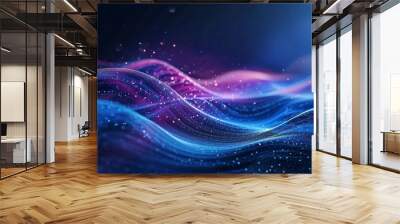 Dynamic Flowing Lines and Circles, Vibrant Blue Poster Background Wall mural