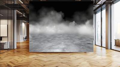 Eerie mist on a dark floor creates a haunting atmosphere, perfect for Halloween-themed backgrounds, featuring swirling smoke and shadows that enhance the mysterious ambiance of spooky celebrations Wall mural