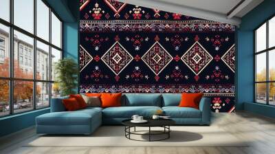 Traditional Geometric Ethnic Seamless Pattern with Tribal Stripes for Backgrounds, Wallpaper, Textile, Fabric, Clothing, Batik, Carpet, and Embroidery Wall mural