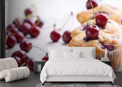 cupcake with cherry Wall mural