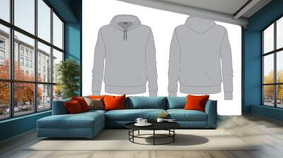 Gray men's hoodie template, front and back view  Wall mural