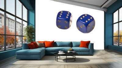 two dice with six isolated on white background Wall mural