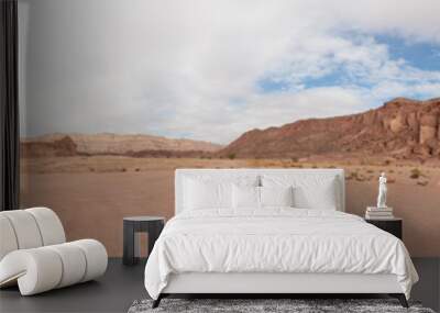 Panoramic  view of fantastically beautiful mountain nature in Timna National Park near Eilat, southern Israel. Wall mural