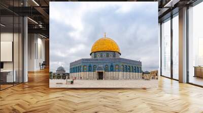 The Dome of the Chain and the Dome of the Rock mosque on the Temple Mount in the Old Town of Jerusalem in Israel Wall mural