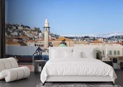 View of Nazareth city from the roof of International Marian Centre in Nazareth city in Israel Wall mural