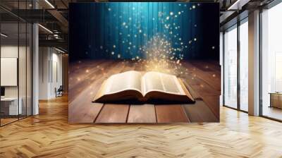 Background of the Bible the Word of God with bokeh lighting effects Way to Salvation the Gospel Generative AI Illustration Wall mural