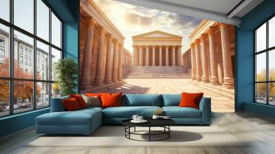 Background of the interior of a worship temple in the time of Jesus in the time of the Roman Empire Generative AI Illustration Wall mural