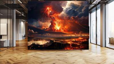 Destruction and purification of the planet earth with fire the end of the world Revelation Apocalypse Generative AI Illustration Wall mural