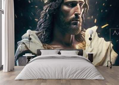 Jesus the Savior the King of the Universe the Son of God the Lamb of God Generative AI Illustration Wall mural